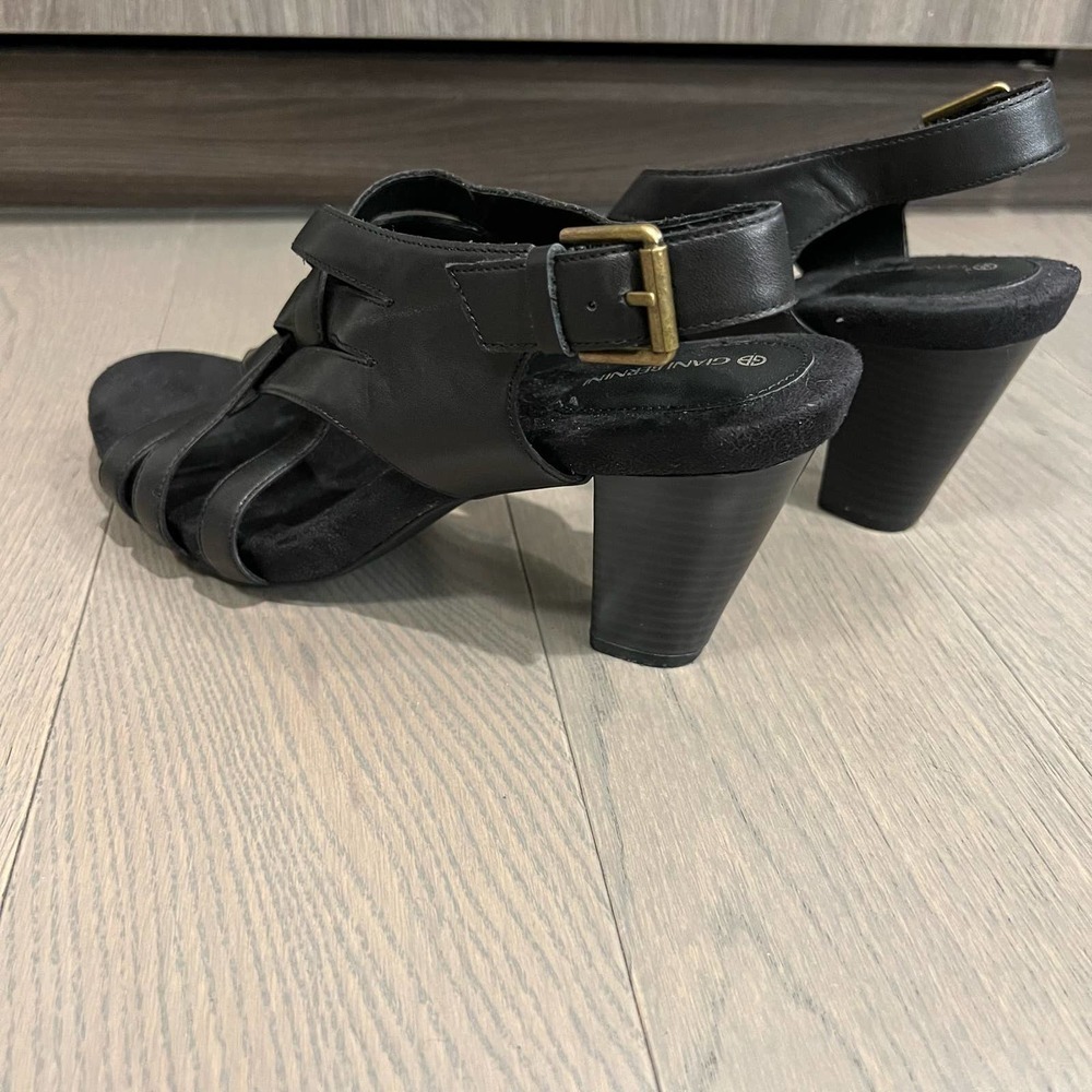 GIANI Bernini Black Justyne Strappy Sandal Leather Heels Size 8.5 - Picture 6 of 8